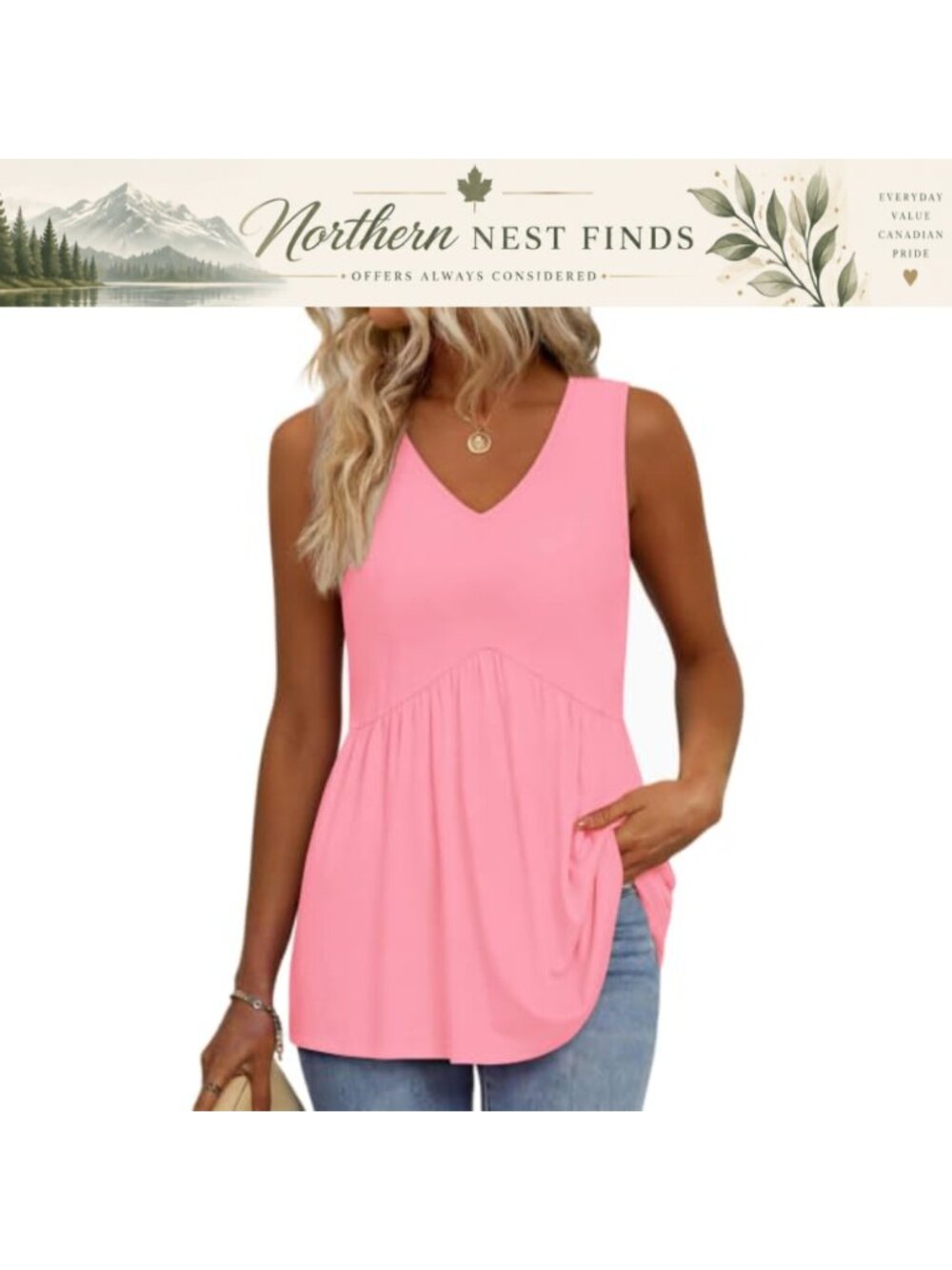 Womens Flowy Peplum Tank Top Sleeveless V Neck Babydoll Summer Tunic